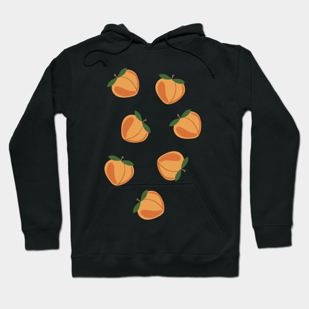 Juicy heart-shaped peaches, retro style print Hoodie by KINKDesign